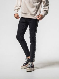 【予約品 8月31日(日) 締切】LEATHER LINE TRACK / レザーライン トラックパンツ / ブラック×ブラック