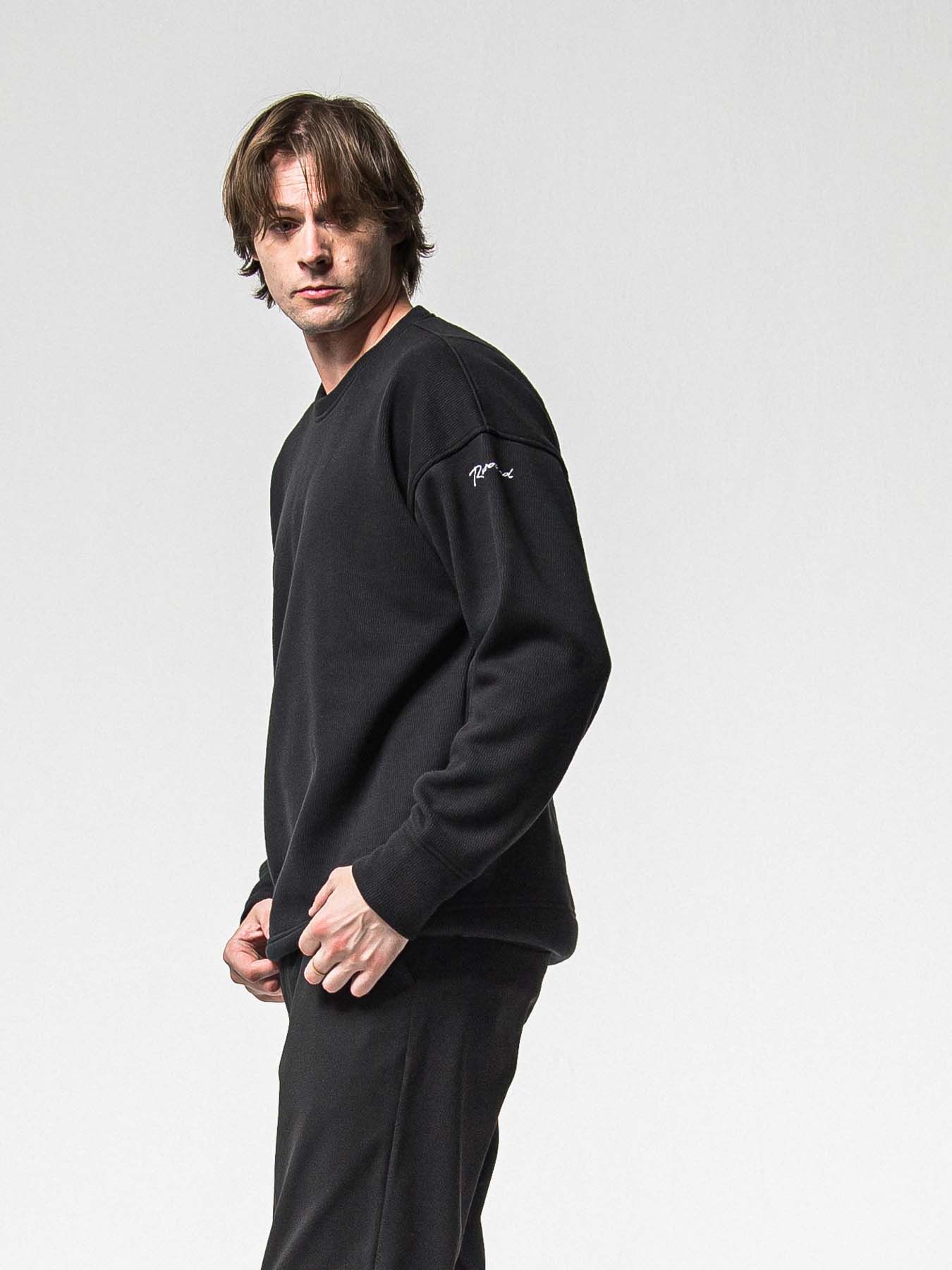 【予約品 8月31日(日) 締切】VELOURS FLEECE THERMAL LOOSE TRAINER / ベロアフリース サーマル ルーズトレーナー / ブラック