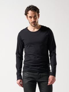 【予約品】 cut-off crew-neck L/S / クルーネックTシャツ / ブラック
