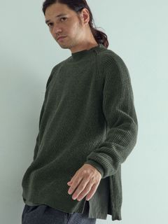 【予約品 】ZIPHI / ジップ ハイネック ニット / ダークカーキ