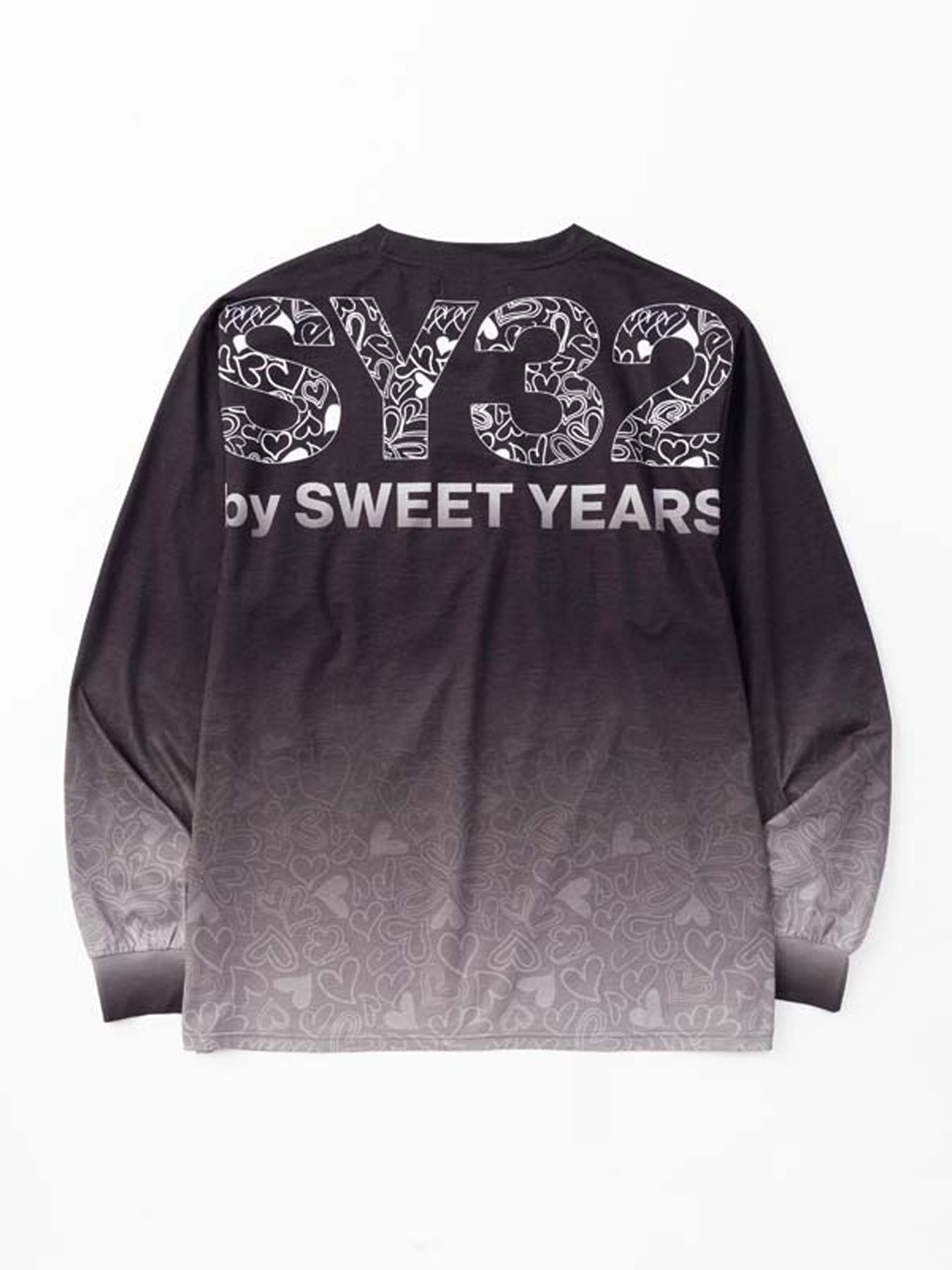 HEART GRADATION L/S TEE / ハートグラデーション ロングスリーブTシャツ / ブラック【SY32 by SWEET YEARS】