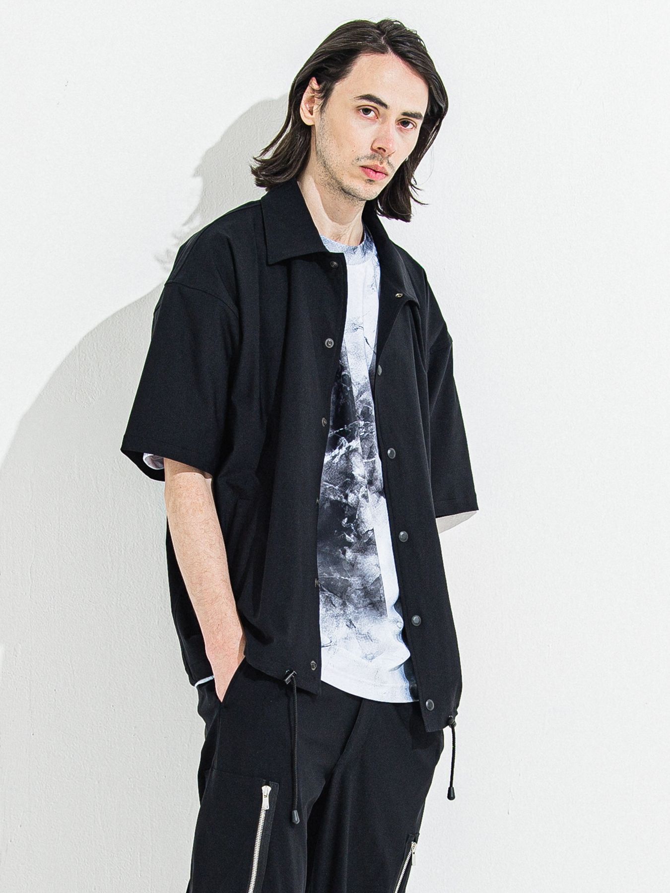 【予約品】NYLON HALF COACH JACKET / ナイロンハーフコーチジャケット / ブラック