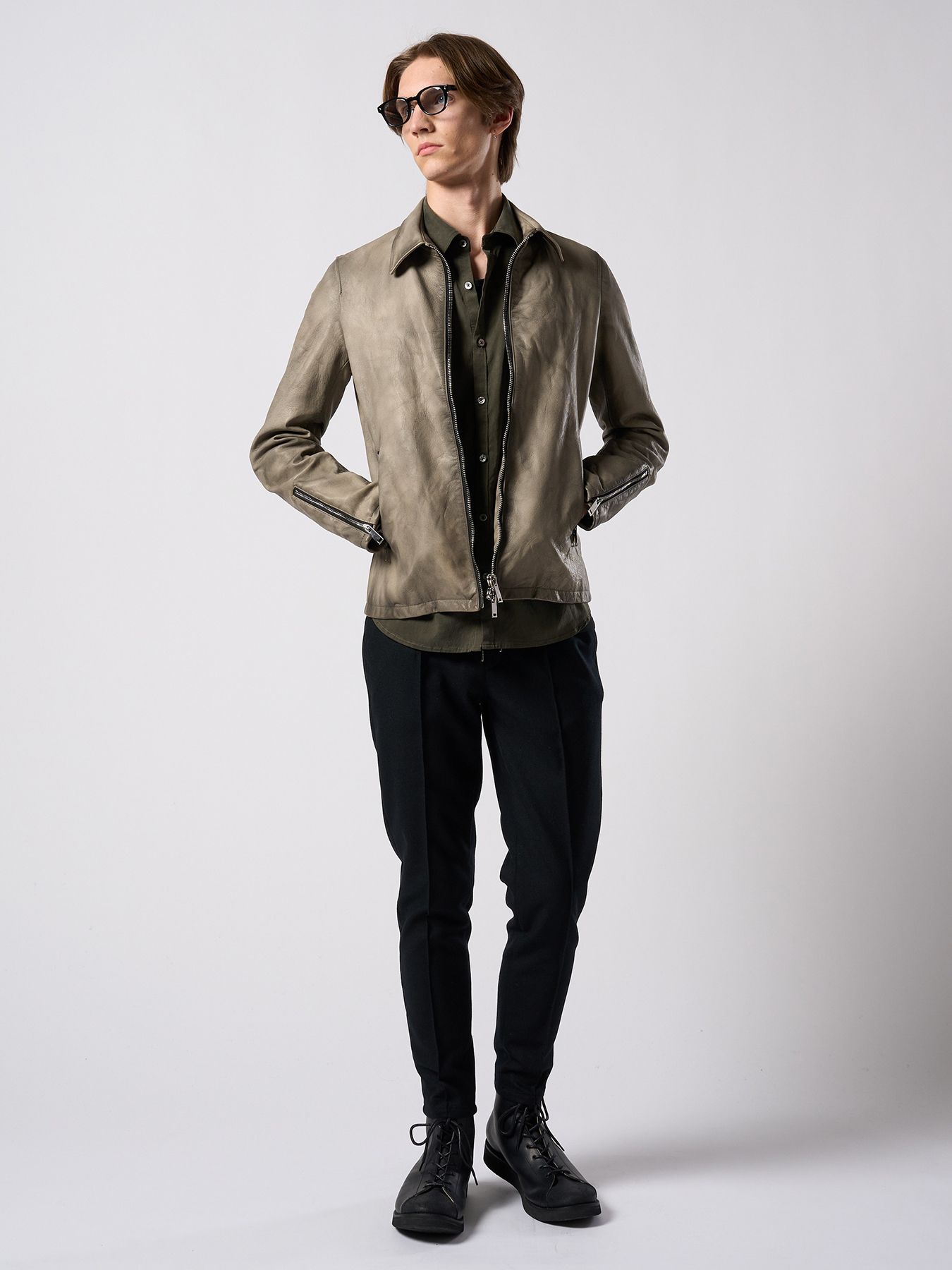 【予約品 4月19日(日) 18時締切】cupuro fibril dress shirt / キュプラフィブリル ドレスシャツ / フェードカーキ