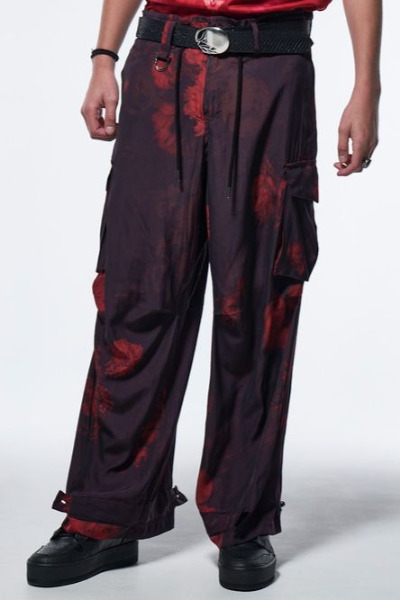 《予約品》 WideCargoPants / ブラック&レッド 【kiryuyrik】 2023年4月以降入荷予定