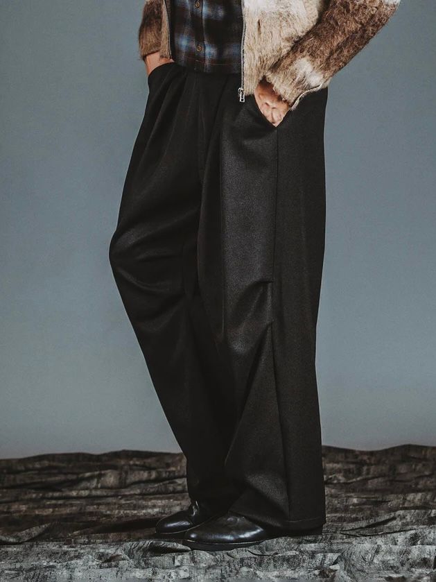 ツータックイージーパラシュートトラウザーズ ブラック【NOID.】