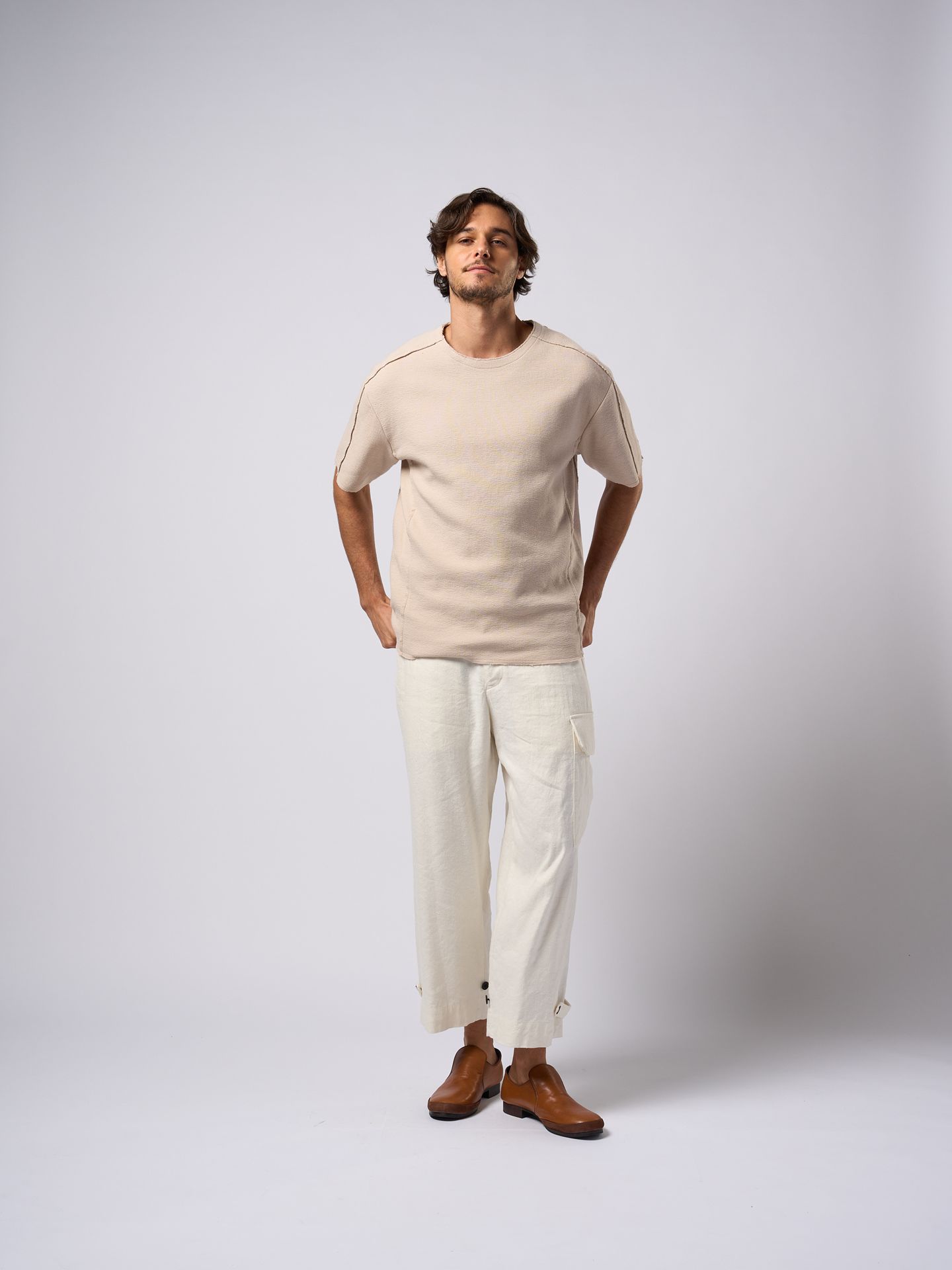 【予約品9月16日 10時締め】 side pocket easy cropped  / イージーパンツ / ホワイト