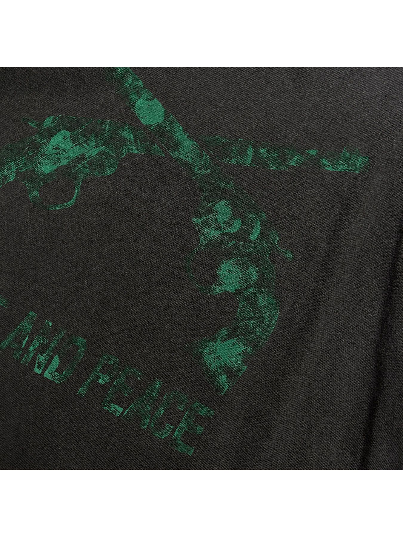 【予約品 8月10日(日) 締切 】HAND PRINT GUN S/S T / クロスガン ハンドプリント Tシャツ / ブラック×グリーン