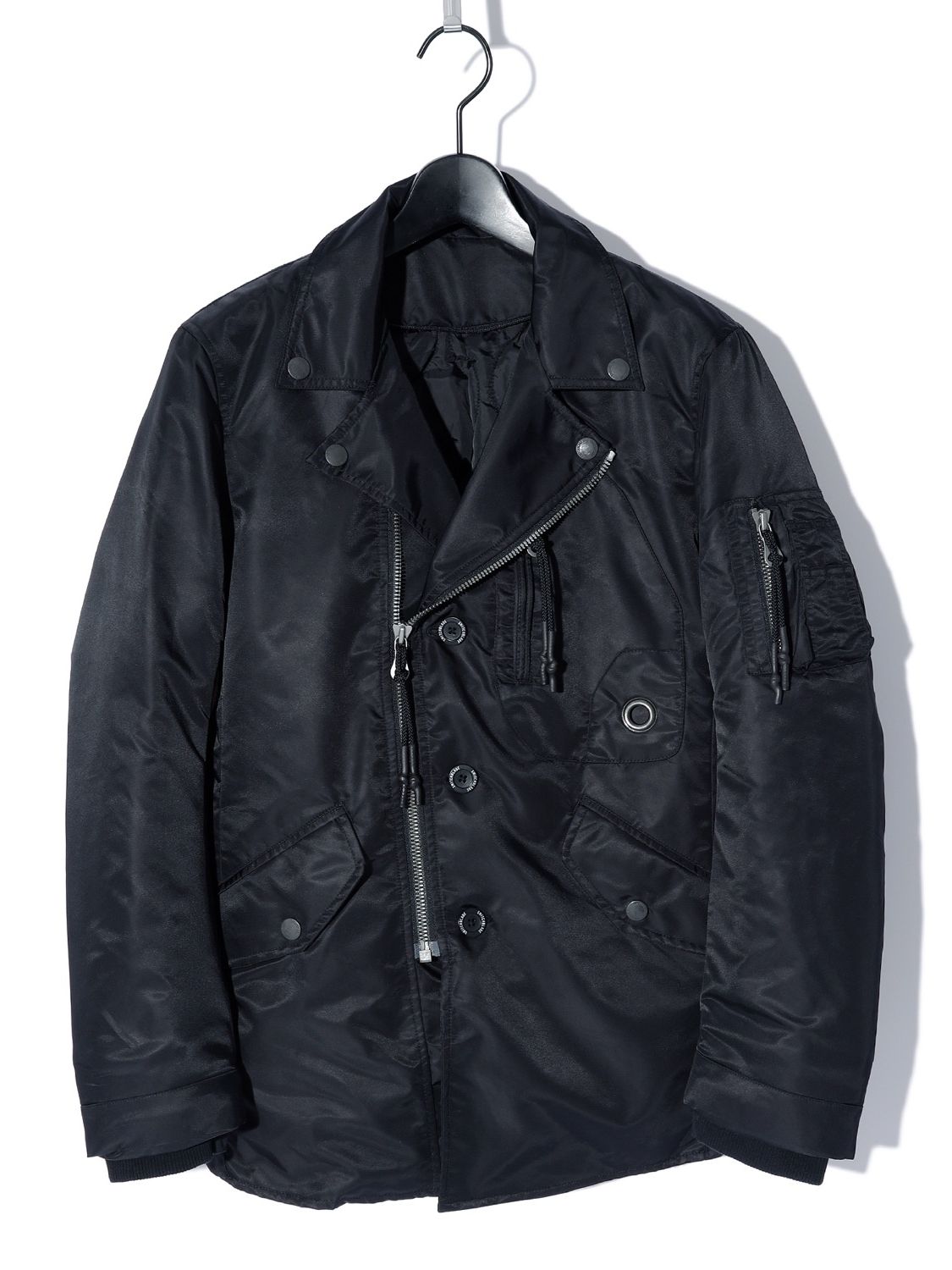 【予約品】  FAKE LAYERED NYLON JK w/HOOD / ナイロンジャケット / BLACK / 即納