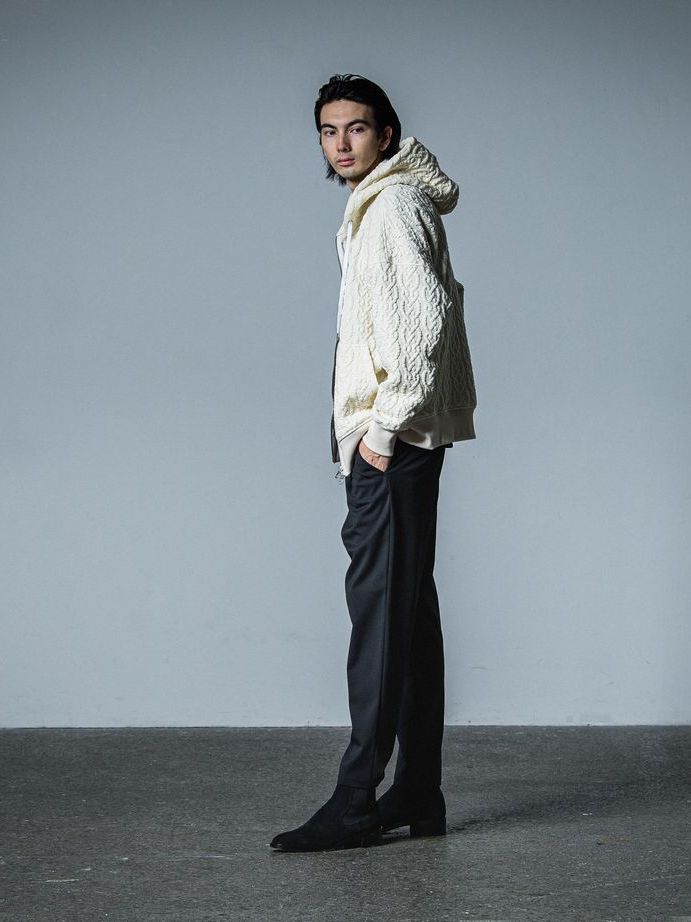 《予約品》 cable drop zip hoodie / パーカー / ホワイト