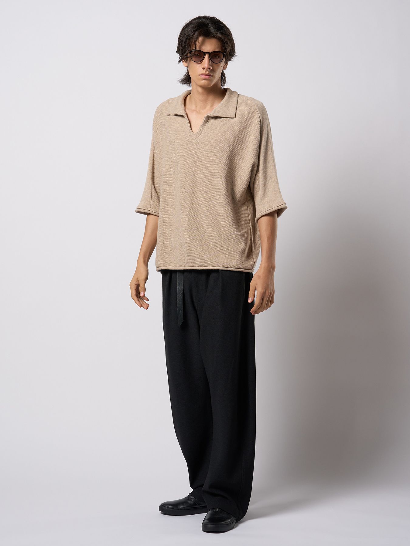 【予約品 9月23日(火) 締切】comfy skipper polo H/S / コンフィー スキッパーポロ ハーフスリーブ  / ライトベージュ