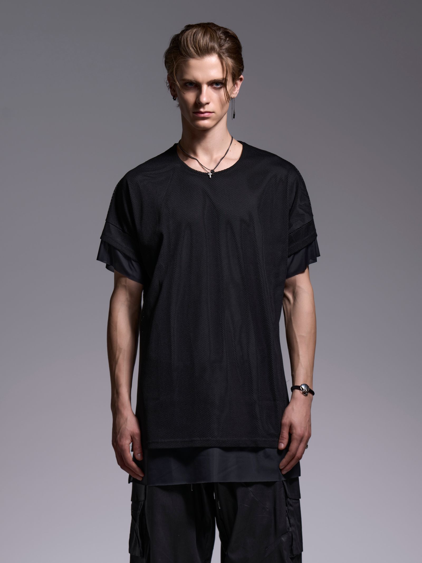 【予約品 1月4日(日) 締切】Crew Neck Layered-T / クルーネック レイヤードTシャツ / ブラック