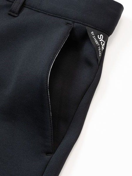 DOUBLE FACE CARDBOARD PANTS / ストレッチパンツ / ブラック 【SY32 by SWEET YEARS GOLF】