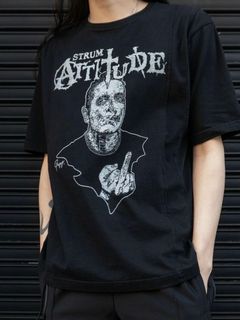 30/- ナチュラルソフト天竺 クルーネック ワイド T シャツ / Crew Neck T-shirt / ブラック 【STRUM】