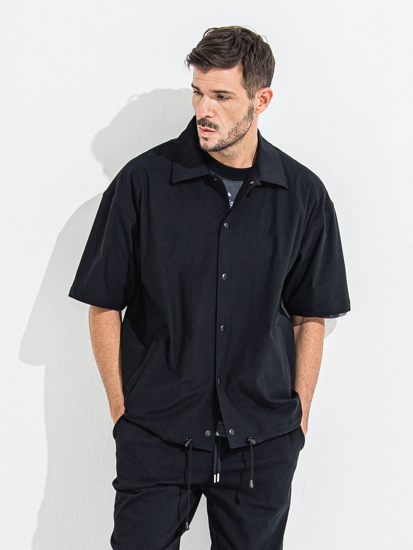 【予約品】NYLON HALF COACH JACKET / ナイロンハーフコーチジャケット / ブラック