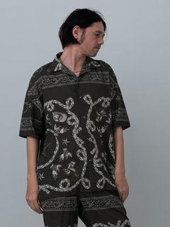 【予約品 11月23日(日) 締切】WESTERNBANDANA SHIRTS short / バンダナプリント シャツ / CHARCOAL