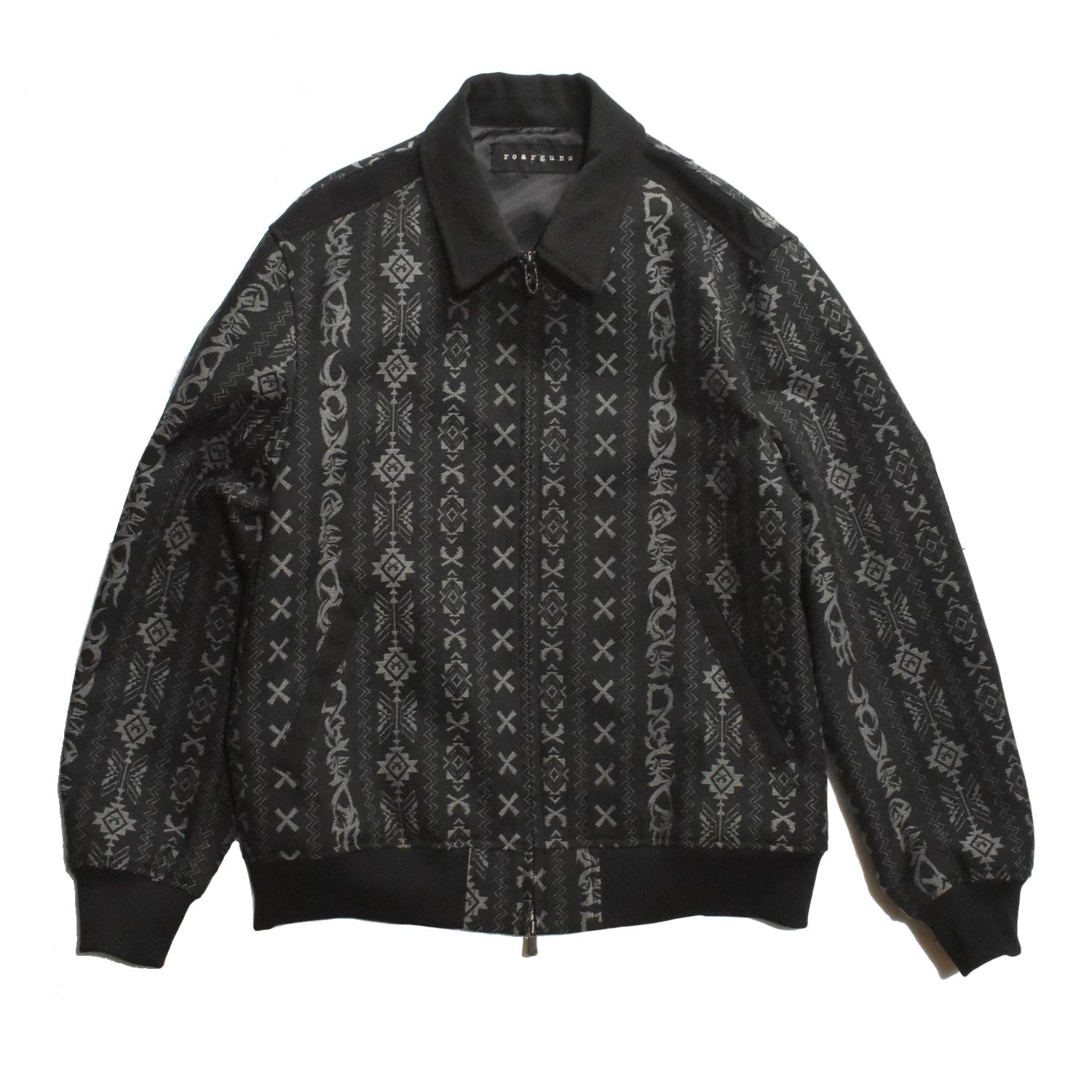 《予約品3月27日 23時55分締め》 JACQUARD BLO CRY クリスタルクロスガン/ ブルゾン / ブラック  【roarguns 】8月中入荷予定