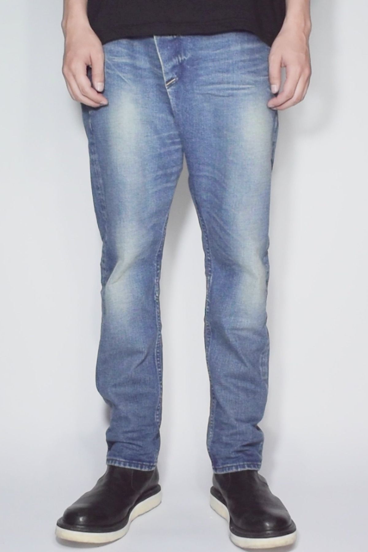 12.5oz Organic Cotton Stretch Over Lap Tight Straight Jeans / インディゴ 【STRUM】