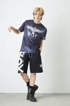 COSMIC PATTERN EAGLE WING T-SHIRTS/ ブラック 【BOY LONDON】