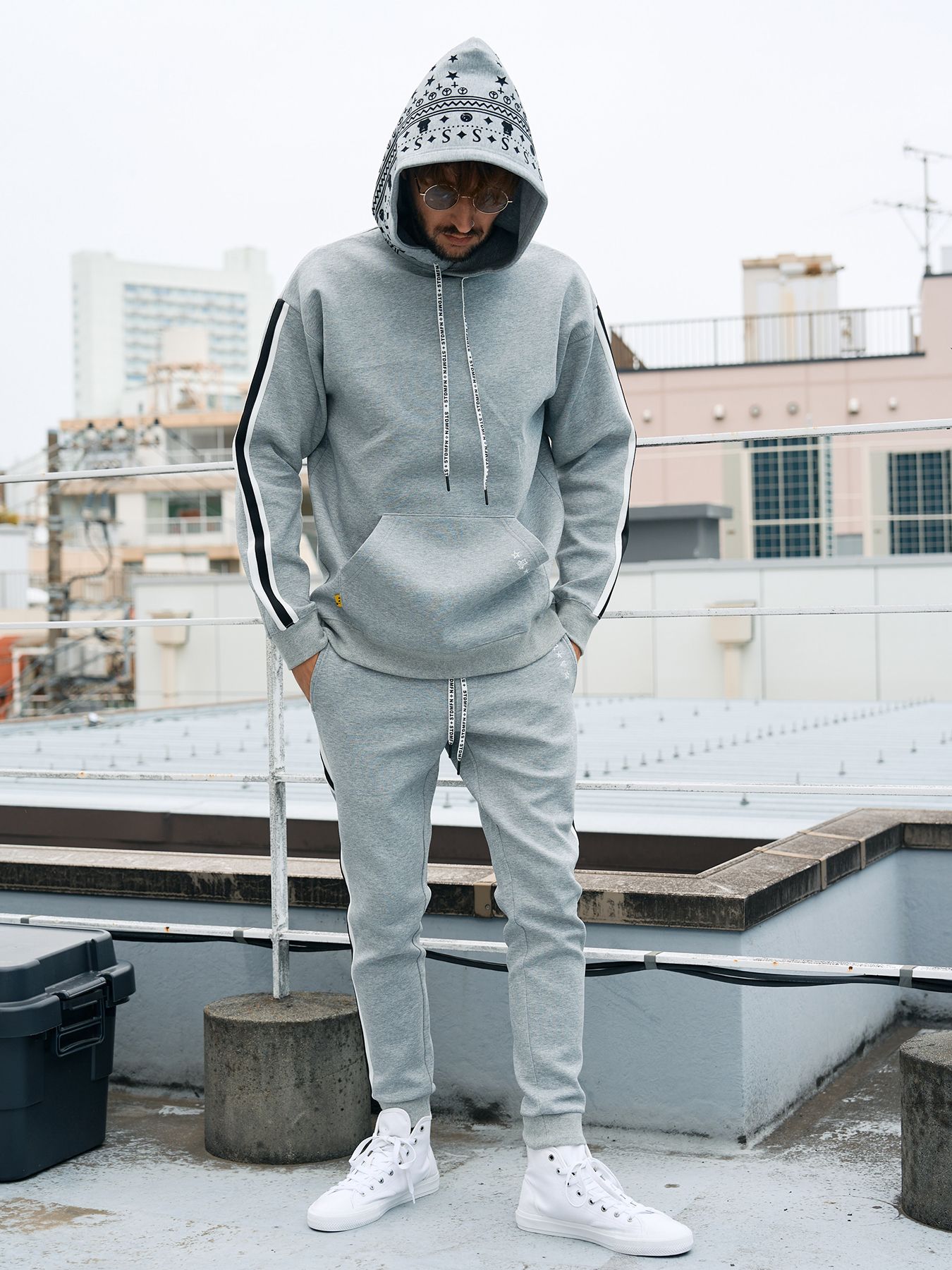 【予約品 5月8日(木) AM10時 締切】 T-Rストレッチポンチ スターノルディックフロッキー ラインリブパンツ / M.グレー