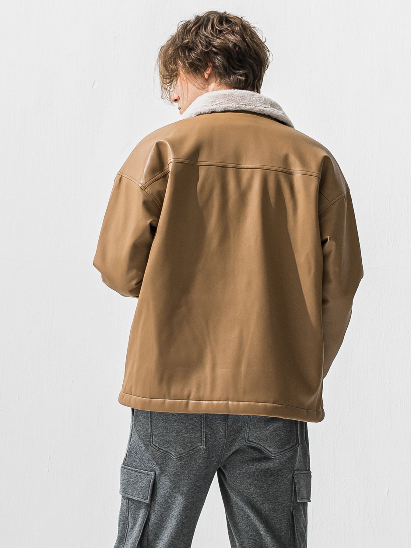 【予約品 9月6日(日) 締切】LEATHER FUR COVERALL / レザー ファー カバーオール / ベージュ