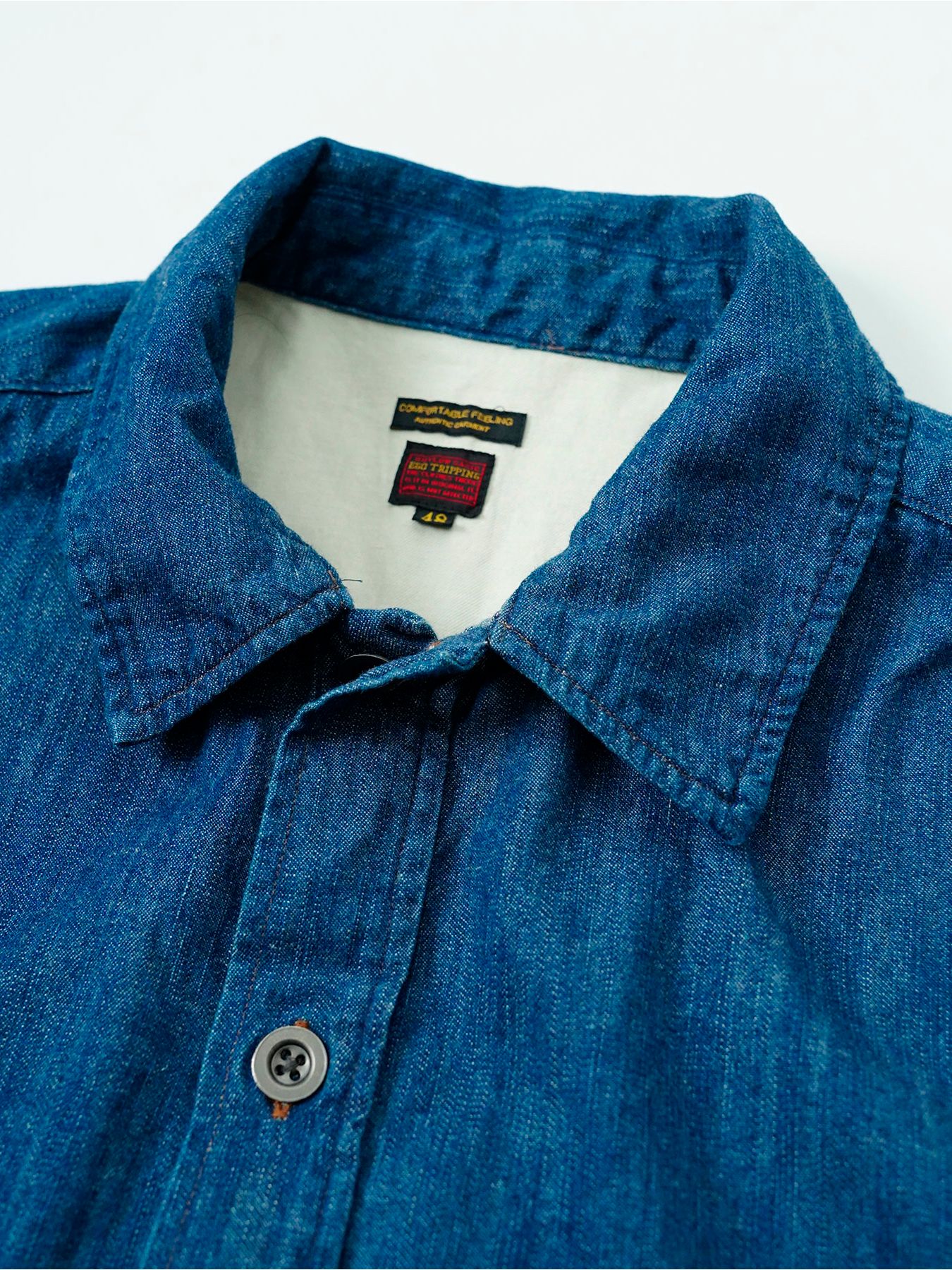【予約品 11月9日(月) 締切】MILITARYSHIRT Denim / デニムミリタリーシャツ / インディゴ×金茶ステッチ
