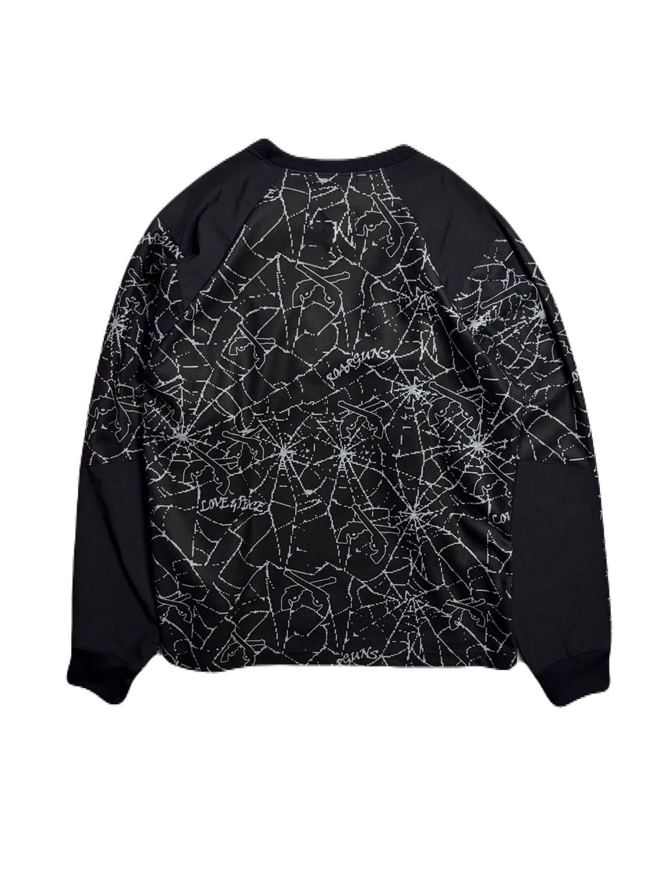 【予約品 3月9日(月) 18:00 締切】SPIDER PRINT T / スパイダープリント フリース ロンT / ブラック×グレー