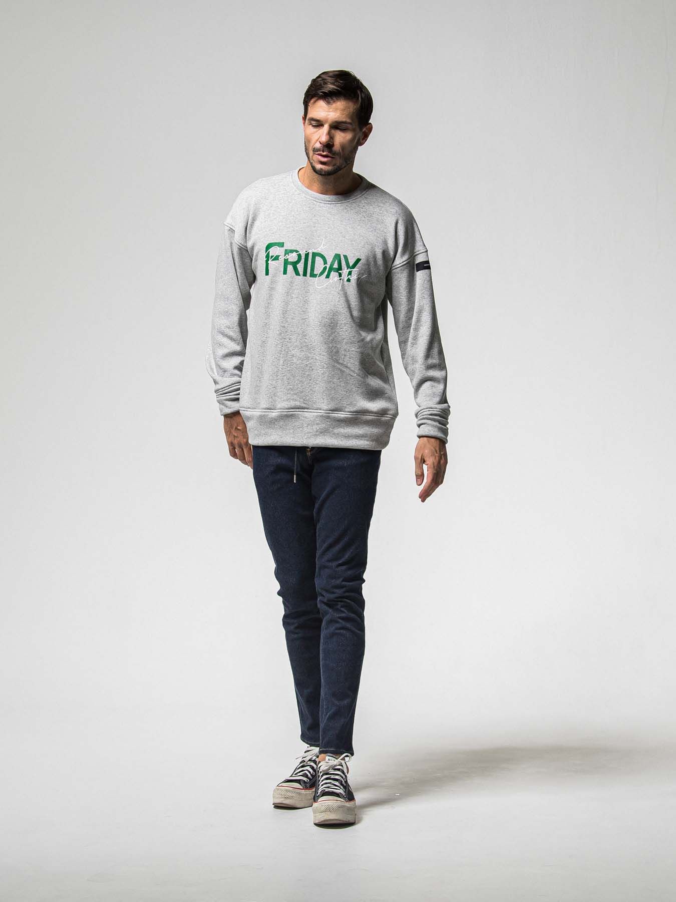 【予約品 8月31日(日) 締切】FRIDAY OLD LOGO VEROURS FLEECE TRAINER / FRIDAYコラボ オールドロゴ ベロアフリース トレーナー / グレー