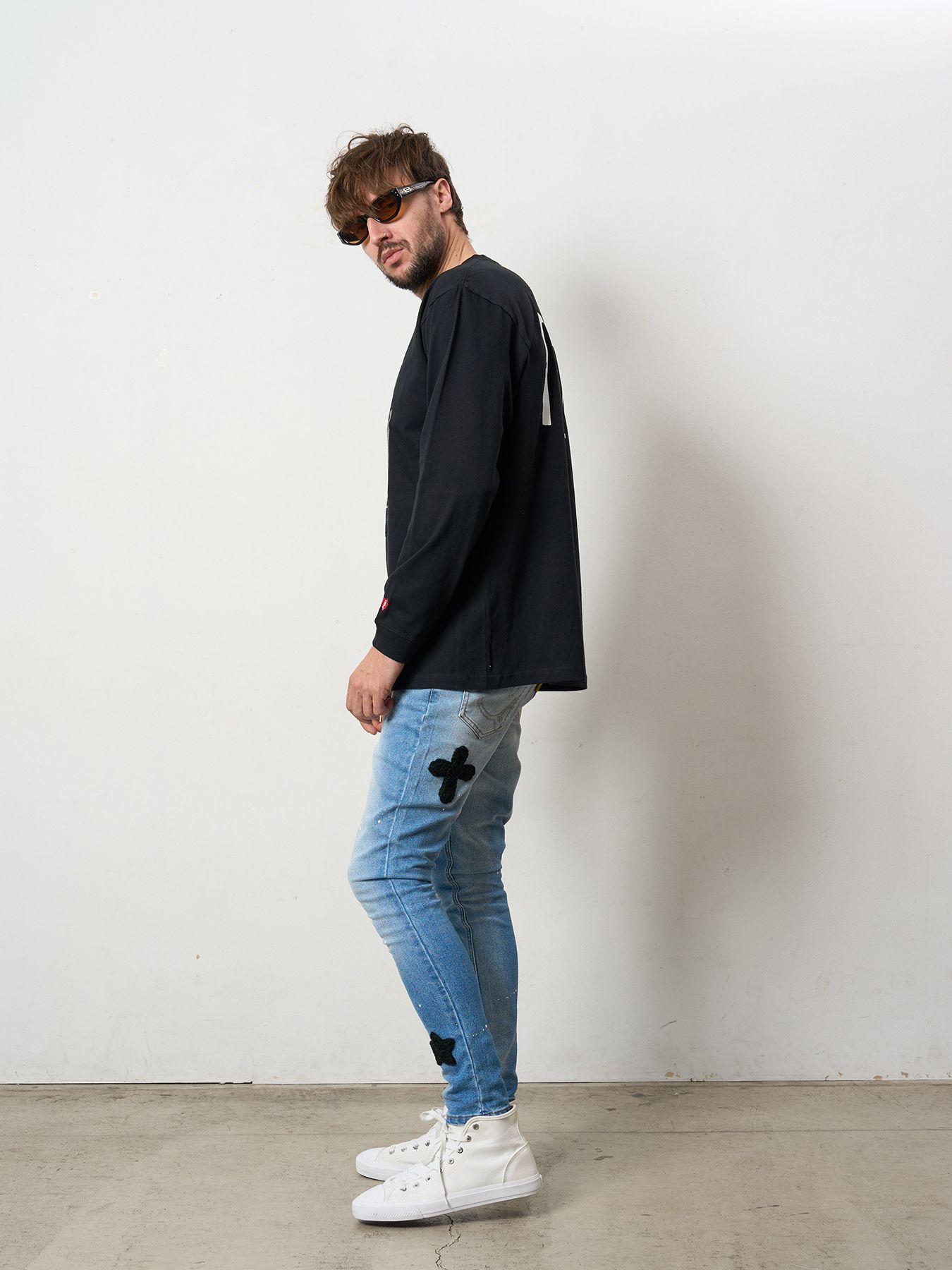 【予約品 5月8日(木) AM10時 締切】 5.6ozコットン天竺 80S QUEEN シークインLS Tシャツ / ブラック