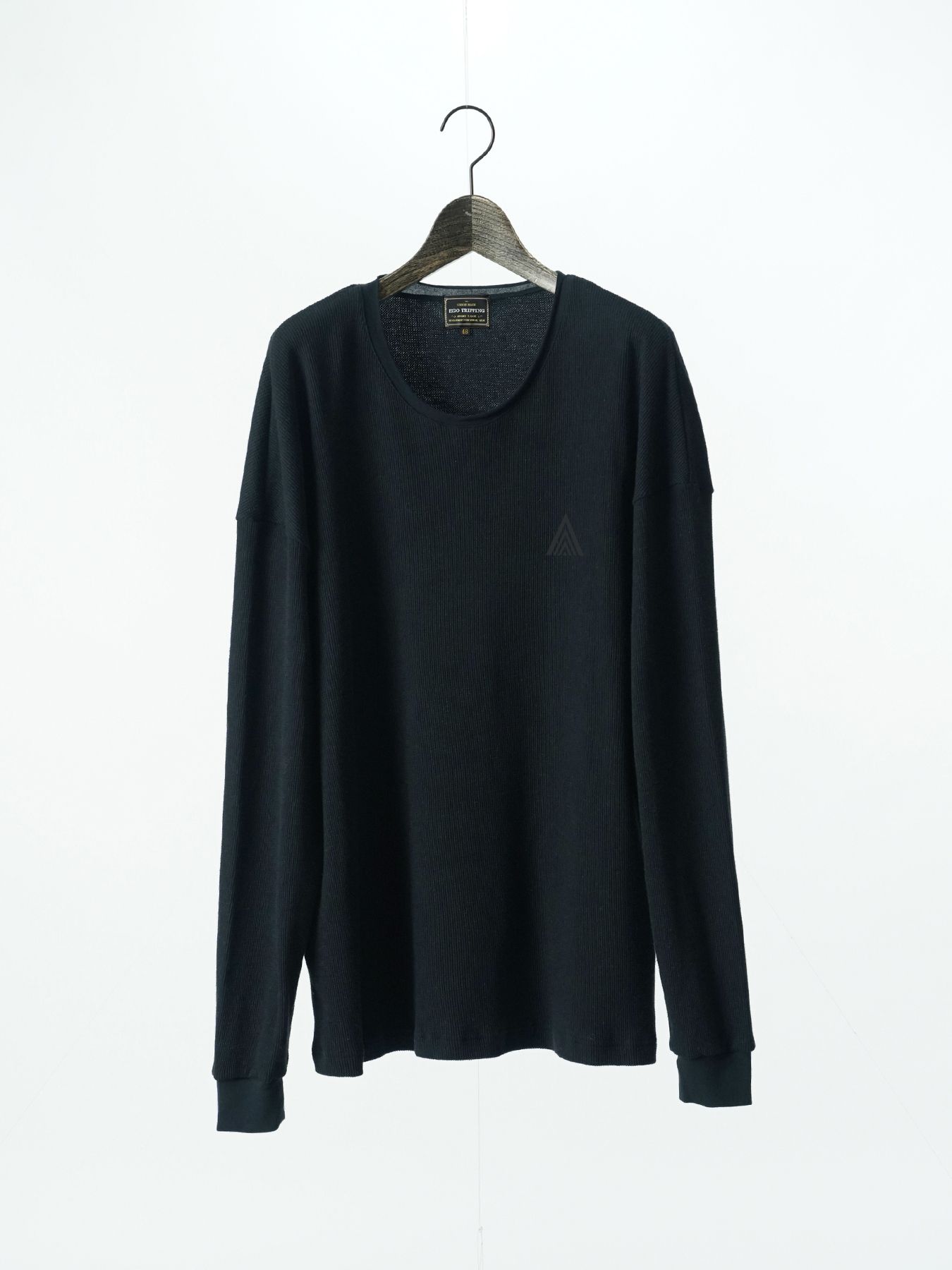 【予約品 5月27日(水) 締切】WOOLTHERMAL-TEE embroidery / アイコン刺繍 ローリングネックTシャツ / チャコール