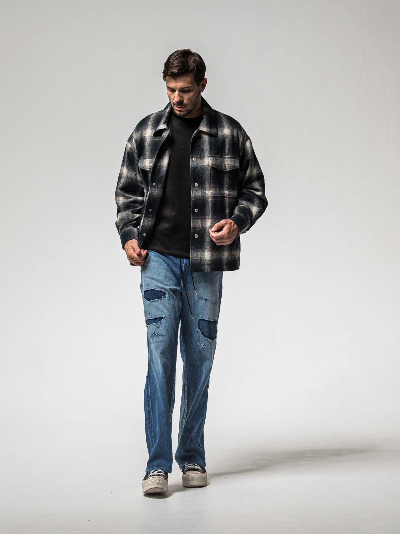 【予約品 8月31日(日) 締切】FLANNEL CHECK JK / フランネルチェック ジャケット / ブラック