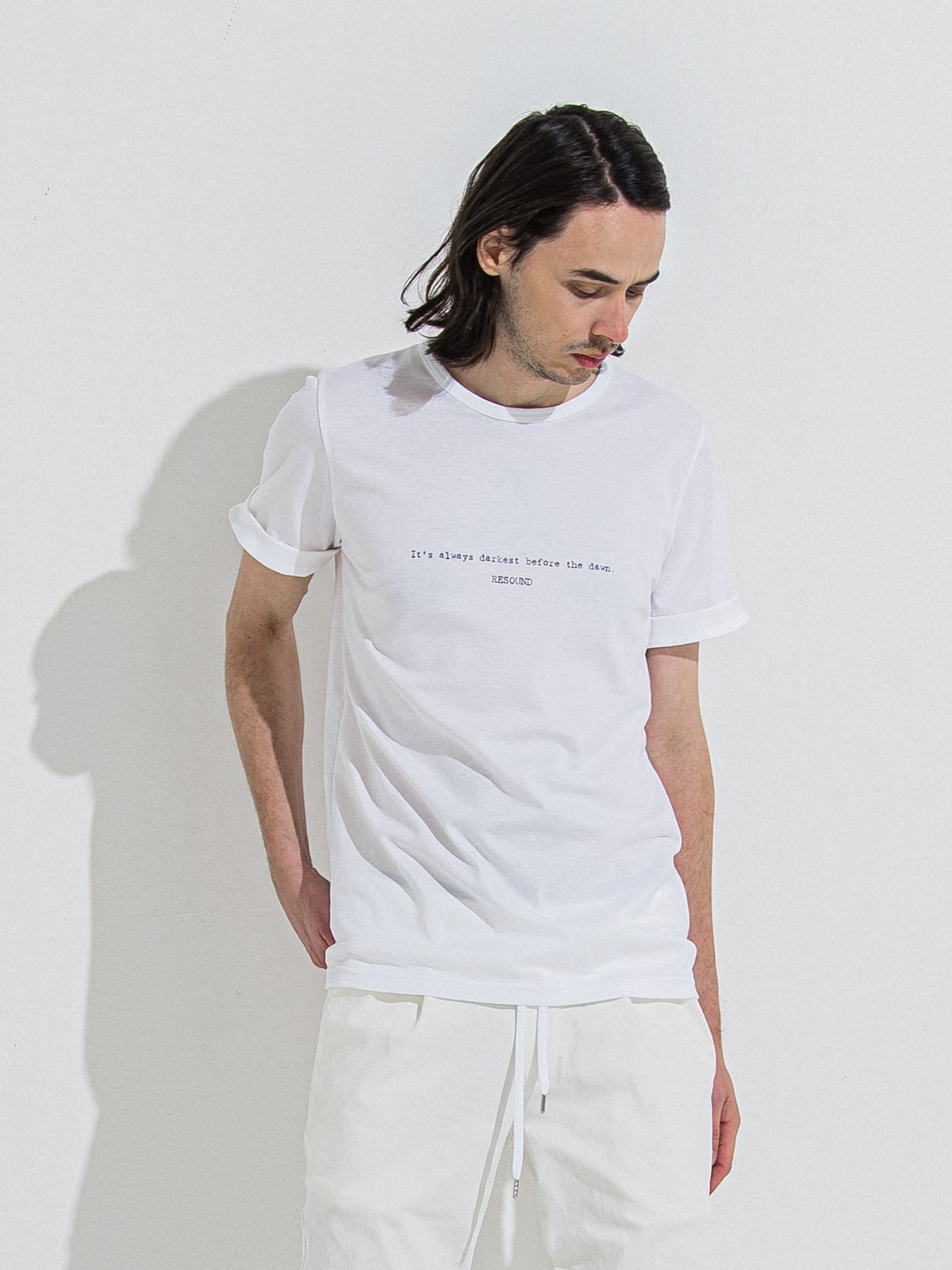 GIZA DAWN ROLL UP TEE / ギザドーンロールアップTシャツ / ホワイト