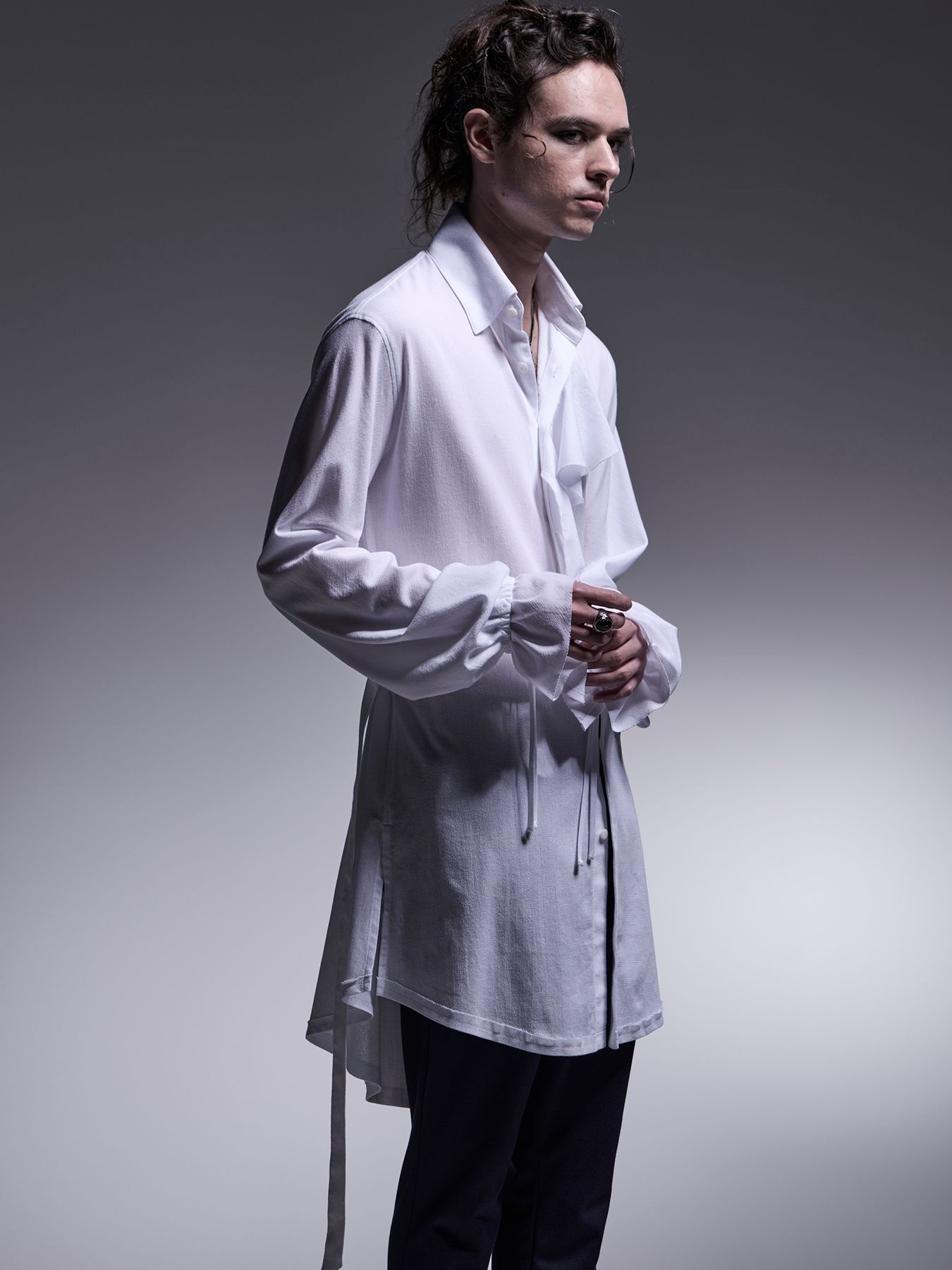 【予約品 】Shirring Frill Shirt / シャーリングフリルシャツ / ホワイト