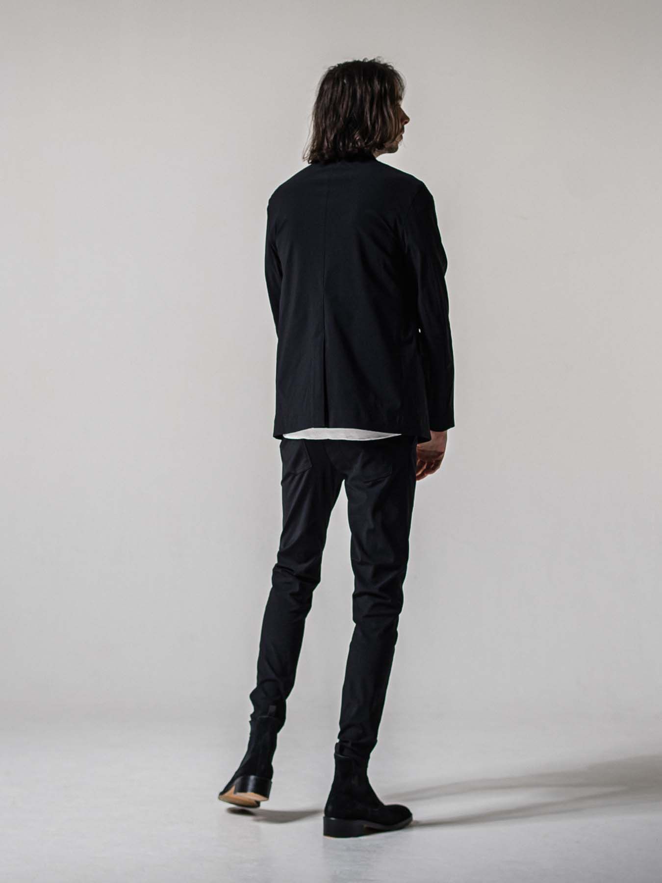 【予約品 11月16日(日) 締切】GARY LOOSE JACKET / ルーズフィット ジャージ テーラードジャケット / ナイロンブラック