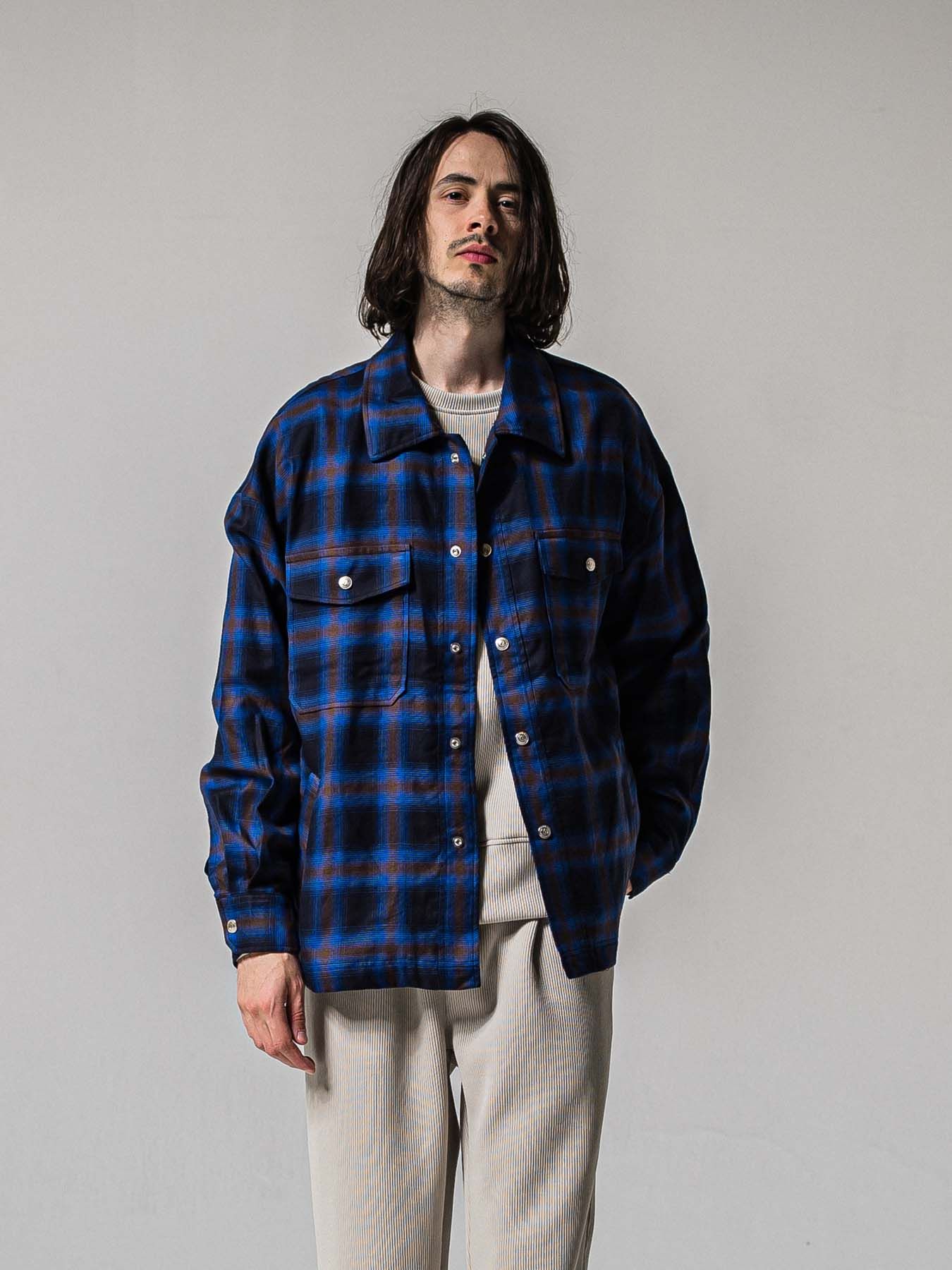 【予約品 11月16日(日) 締切】50s CHECK JK / オンブレチェック シャツジャケット / ブルー