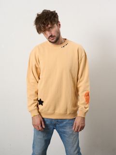 【予約品 10月16日(木) 締切】オーセンティックパイル ウェービーロゴ スマイル ケット スエットシャツ / イエロー