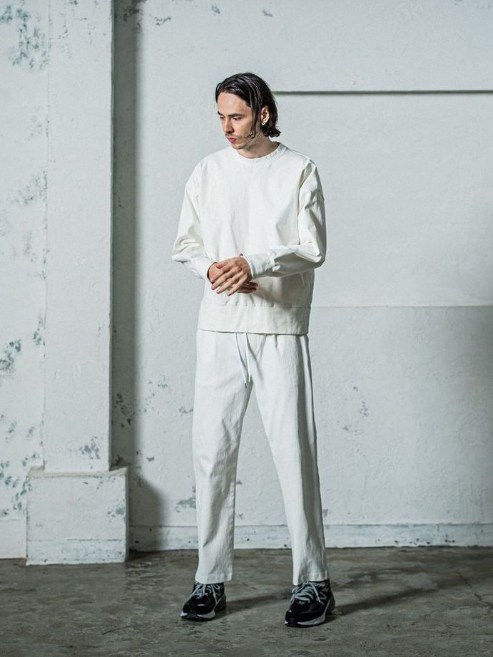 《予約11月17日19時締め》  DENIM JERSEY loose trainer / トレーナー / ホワイト
