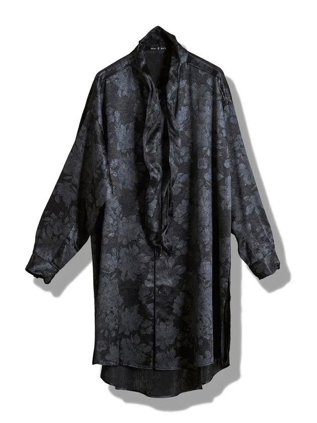 モディファイBIG-シャツ 花柄ストールロングシャツ