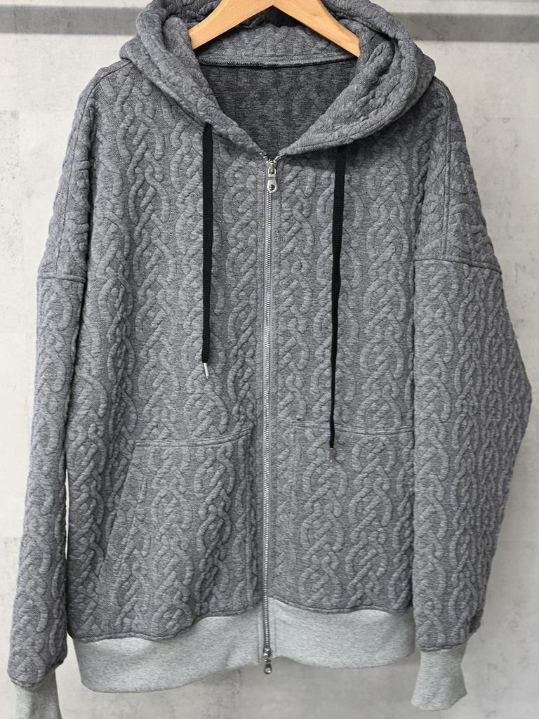 《予約品》 cable drop zip hoodie / パーカー / グレー