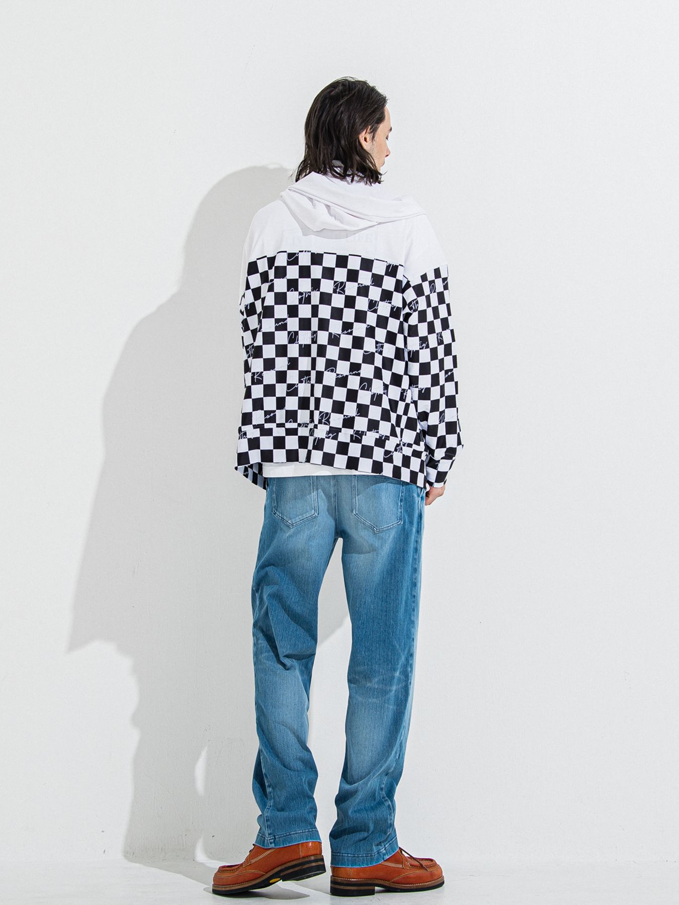 【予約品 】RASH OVER ZIPUP HOODIE / ラッシュガード オーバーサイズジップアップパーカー / チェッカーフラッグ