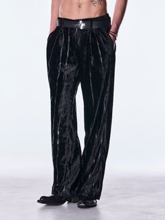 【予約品 6月29日(月) 締切】TOGE Velvet Wide Slacks / ベルベット ワイドスラックス / ブラック