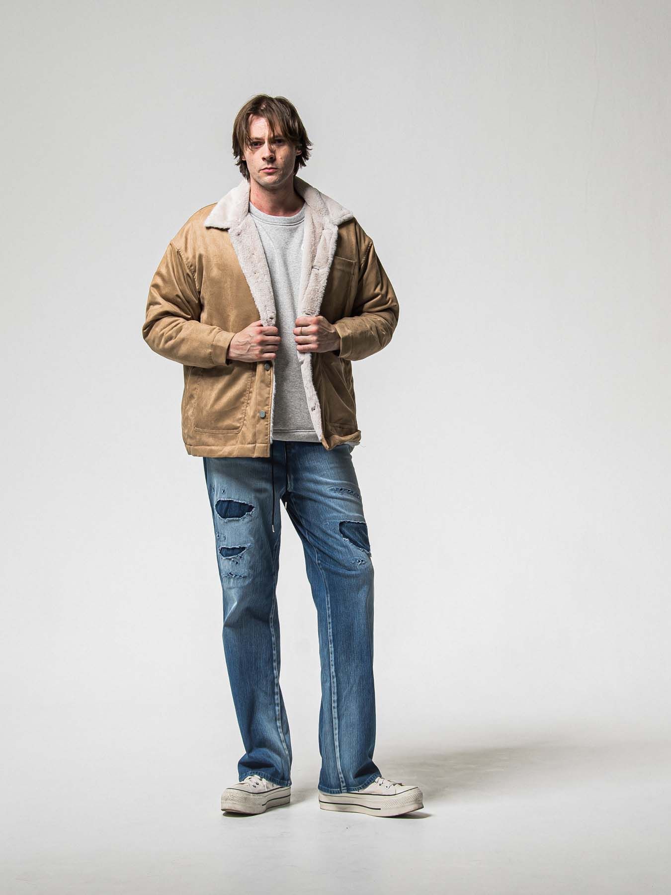 【予約品 】SUEDE FUR CAVER ALL / スウェードファーカバーオール / ブラウン