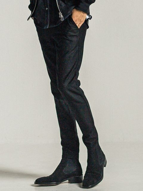 《予約9月1日18時締め》 PAT TIGHT EASY PANTS  / カシミアウールタイトパンツ / ブラック