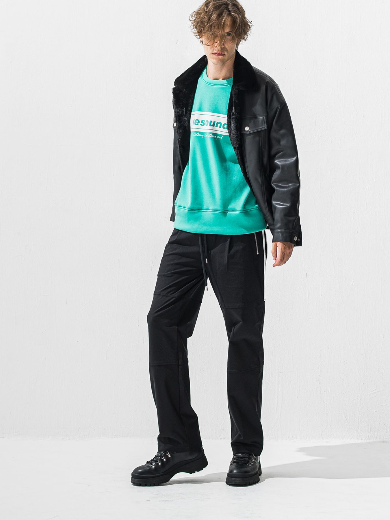 【予約品 9月6日(日) 締切】BOX VELOURS FLEECE DROP TRAINER / ボックスロゴ 裏起毛 ルーズトレーナー / ブルーグリーン