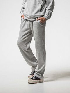 【予約品 8月31日(日) 締切】 VELOURS FLEECE WIDE TUCK PANTS / ベロアフリース ワイドタックパンツ / グレー