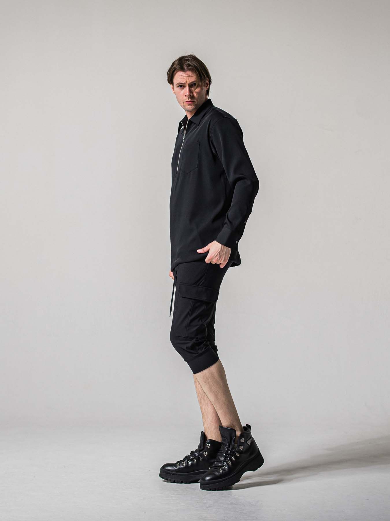 【予約品 11月16日(日) 締切】CARGO CROPPED PT / カーゴクロップド ジャージパンツ / ブラック