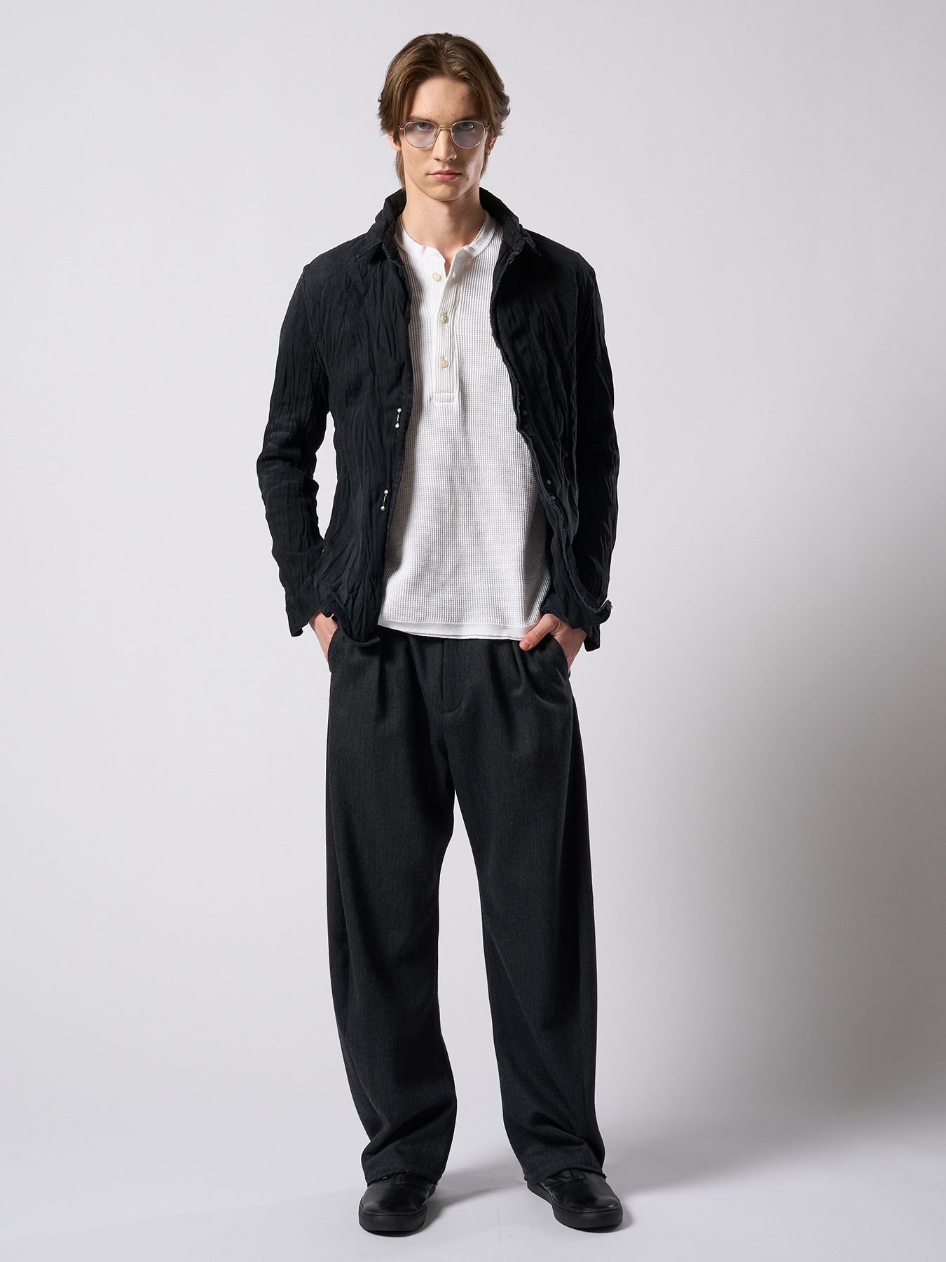 【予約品 4月19日(日) 18時締切】waffle henley L/S / ワッフル ヘンリーネック ロングスリーブ / ホワイト