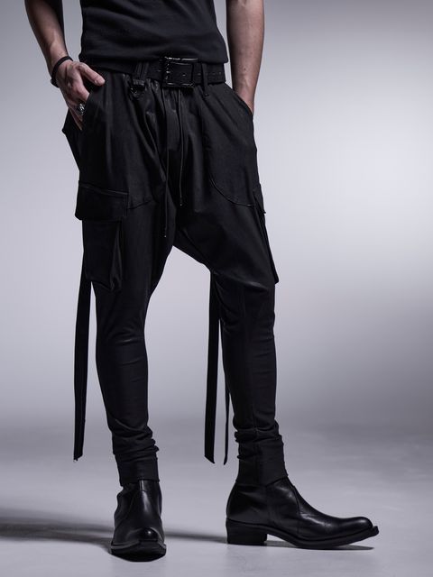 【予約品 7月13日(日) 締切】Sarrouel Pants / ハイテンションジャージ サルエルカーゴパンツ / ブラック