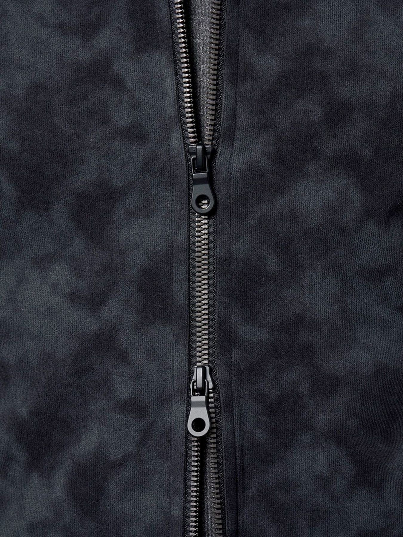 ムラプリントスタンドアップジップブルゾン / ライトグレー【HIDEAWAYS】