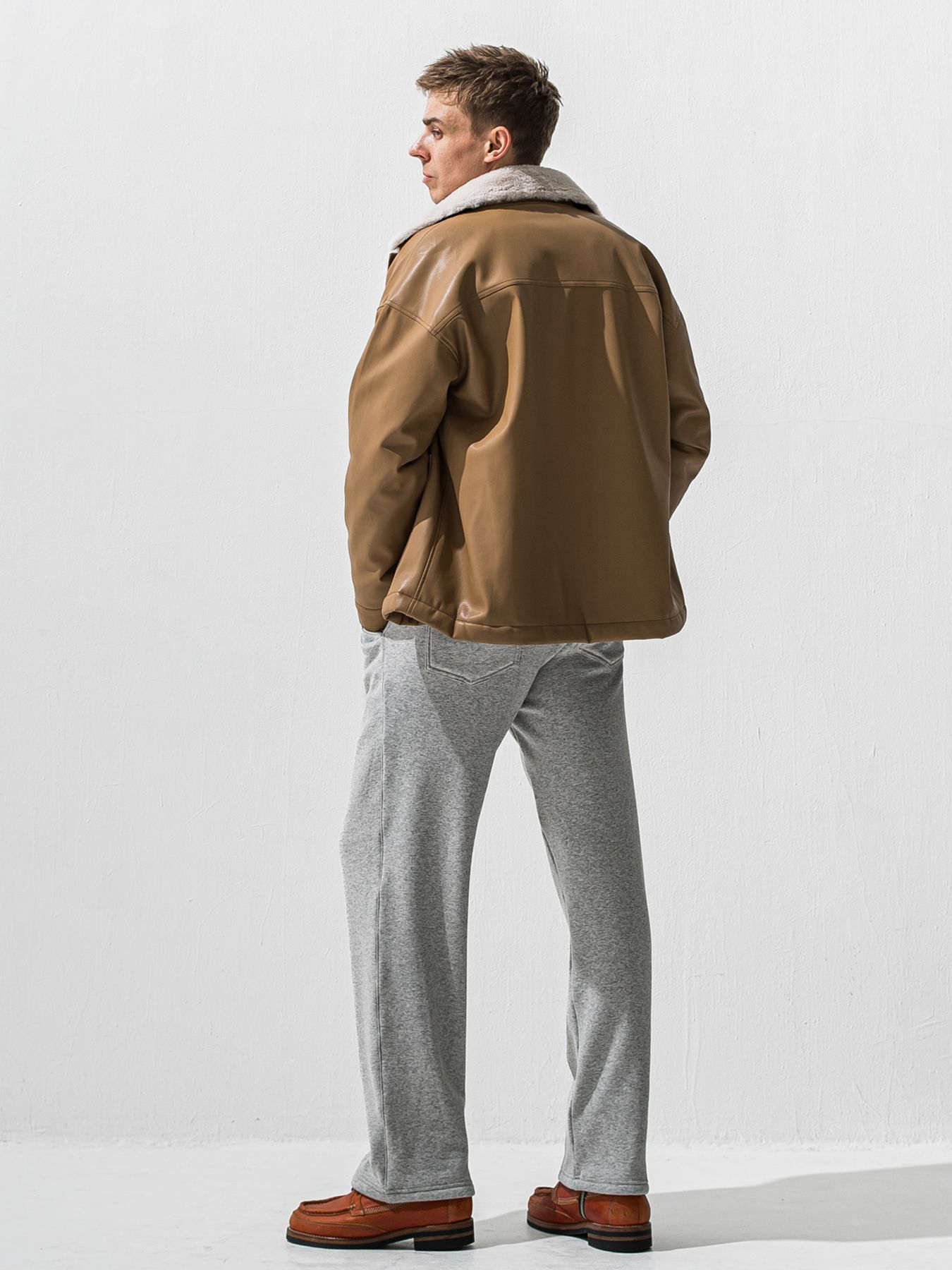 【予約品 9月6日(日) 締切】LEATHER FUR COVERALL / レザー ファー カバーオール / ベージュ
