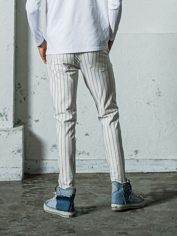 《予約11月17日19時締め》 CHRIS EASY  PANTS / イージーパンツ / ホワイト・ストライプ
